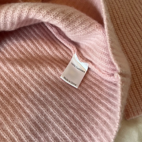 La Ligne New York Blush Pink Cashmere Ribbed Crewneck Sweater Preppy Size Small - Picture 6 of 11